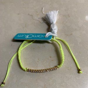 Amorium Neon Green Gold & Cubic Zirconia Bar Bracelet - NWT